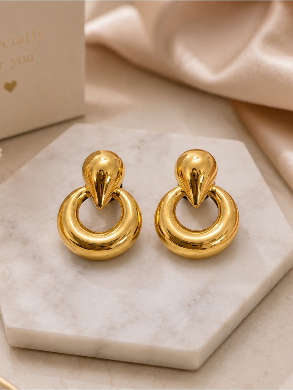 18K Gold Plated Statement Drop Earrings | 201 Stainless Steel | Elegant Earrings